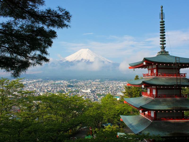 Chureito Pagoda with Mount Fuji in the background