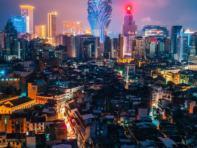 Macau city lights at night