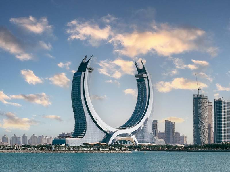 Katara Towers on the Lusail waterfront in Qatar